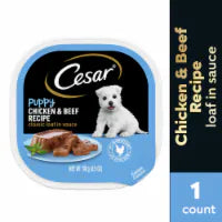 Cesar Classic Loaf in Sauce Chicken & Beef Recipe Soft Wet Puppy Food 3.5 oz
