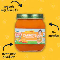 Earth's Best Organic Carrots Vegetable Puree Baby Food Jars 4 oz