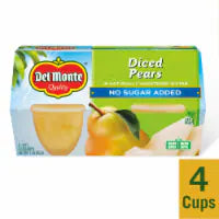 Del Monte® No Sugar Added Diced Pears 4 ct / 4 oz