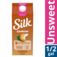 Silk Unsweet Cashew Milk 1/2 gal