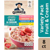 Quaker Fruit and Cream Instant Oatmeal Breakfast Variety Pack 8 ct
