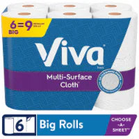 Viva Multi-Surface Cloth Choose-A-Sheet Paper Towels Big Rolls 6 Rolls
