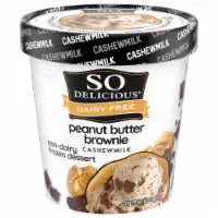 SO Delicious Dairy Free Peanut Butter Brownie with Cashewmilk Base Frozen Dessert Pint