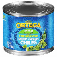 Ortega Mild Diced Fire Roasted Green Chiles, Kosher 7 oz