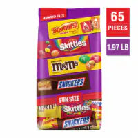 M&M'S Snickers Skittles & Starburst Fun Size Candy Variety Pack Jumbo Bag 31.59 oz
