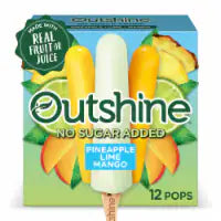 Outshine No Sugar Added Pineapple, Lime, and Mango Frozen Fruit Mini Pops, Variety Pack, 12 Count