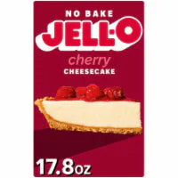 Jell-O No Bake Cherry Cheesecake Dessert Kit with Cherry Topping, Filling Mix & Crust Mix, Box 17.8 OZ