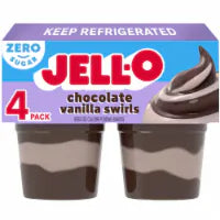 Jell-O Chocolate Vanilla Swirls Sugar Free Pudding Cups Snack 4 CT