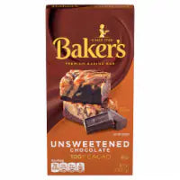 Baker's Unsweetened Chocolate Premium Baking Bar with 100 % Cacao, Box