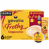 Gevalia Frothy Cappuccino 2-Step K-Cup Espresso Pods with Cappuccino Froth Packets 6 CT