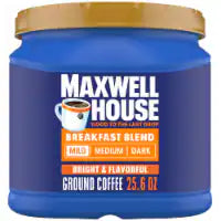 Maxwell House Breakfast Blend Mild Roast Ground Coffee, Canister 25.6 OZ