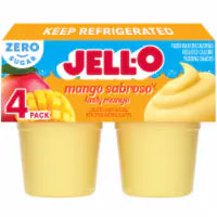 Jell-O Zero Sugar Mango Sabroso with Other Natural Flavor Ready-to-Eat Pudding Snack Cups 14.5 OZ