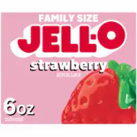 Jell-O Strawberry Gelatin Dessert Mix, Family Size, Box 6 OZ