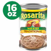 Rosarita No Fat Traditional Refried Beans, Canned Beans 16 OZ