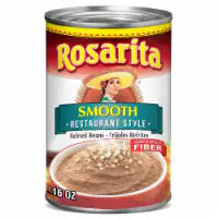 Rosarita Restaurant Style Smooth Refried Beans, Canned Beans 16 OZ