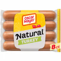 Oscar Mayer Turkey Dogs Natural Uncured Turkey Franks Hot Dogs 8 CT