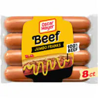 Oscar Mayer Jumbo Beef Franks Hot Dogs, Pack 8 CT