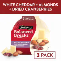 Sargento® Balanced Breaks® Natural White Cheddar Cheese with Almonds & Cranberries 3 ct / 1.5 oz each