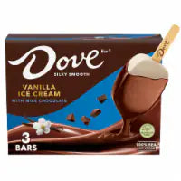DOVE Vanilla Ice Cream Bars Coated With Milk Chocolate Individually Wrapped Dessert 3 ct / 8.67 fl oz
