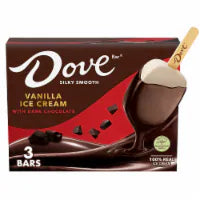 DOVE Vanilla Ice Cream Bars Coated With Dark Chocolate Individually Wrapped Dessert 3 ct / 8.67 fl oz
