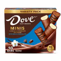 DOVE Vanilla & Chocolate Ice Cream Mini Milk Chocolate Individually Wrapped Ice Cream Bar Assortment 10 ct / 7.5 fl oz