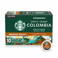Starbucks Single-Origin Colombia Medium Roast Hot or Iced Coffee K-Cup Coffee Pods 10 ct