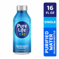 Pure Life, Purified Water, Aluminum Bottle, 16 Oz, Single