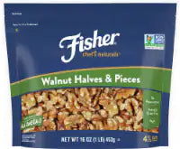 Fisher California Grown Unsalted Walnuts 16 oz / 4.3 cups
