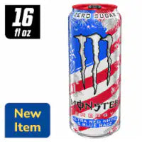 Monster® Zero Sugar Ultra Red White & Blue Razz Energy Drink Can 16 fl oz