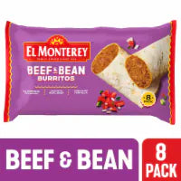 El Monterey® Family Size Beef & Bean Frozen Burritos 8 ct / 32 oz