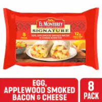 El Monterey® Signature Egg, Applewood Smoked Bacon and Cheese Frozen Breakfast Burritos 8 ct / 36 oz