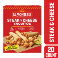 El Monterey® Steak & Cheese Frozen Flour Taquitos 20 ct / 20 oz