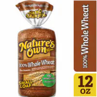 Nature's Own 100% Whole Wheat, Small Loaf Size, Sliced Whole Wheat Bread 12 oz