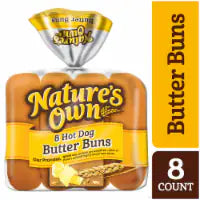Nature's Own Hot Dog Butter Buns Soft White Bread Hot Dog Buns 8 ct