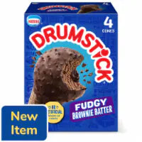 Drumstick Fudgy Brownie Batter Sundae Cones, 4 Count