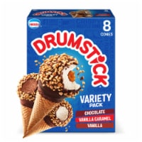 Nestle Drumstick Chocolate/Vanilla Caramel/Vanilla Frozen Dairy Dessert Cones Variety Pack of 8