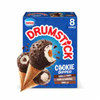 Drumstick Cookie Dipped Vanilla Fudge/Vanilla Caramel/Vanilla Frozen Dairy Dessert 8 pack Cones