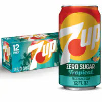 7UP Tropical Zero Sugar Caffeine Free Lemon Lime Mango Peach Soda Cans 12 pk / 12 fl oz