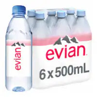 Evian Natural Spring Water Bottles 6 pk / 500 ml