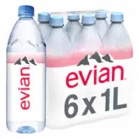 Evian Natural Spring Water Bottles 6 pk / 1 L