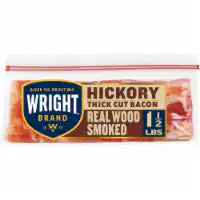 Wright Brand Hickory Real Wood Smoked Thick Cut Bacon Stack Pack 1.5 LB