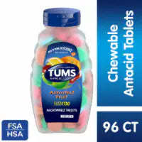 TUMS Chewable Antacid Tablets Extra Strength Heartburn Relief Assorted Fruit Flavors 96ct