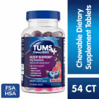TUMS+ Chewable Chews Occasional Heartburn Relief and Sleep Support Berry Fusion Tablets