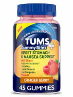 Tums+ Ginger Berry Gummy Bites Upset Stomach & Nausea Support