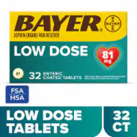 Bayer® Aspirin Low Dose Regimen Pain Reliever Safety Coated Tablets 32 ct