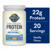 Garden of Life Raw Organic Protein to Help Build Muscle 22g Plant Based Protein Vanilla Powder 18 oz