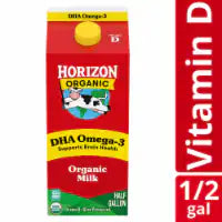 Horizon Organic DHA Omega-3 Milk - DHA Whole Milk 1/2 gal