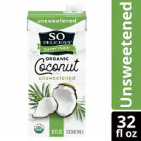 So Delicious Dairy Free Shelf Stable Vegan and Gluten Free Unsweetened Organic Coconut Milk Carton 32 FL OZ