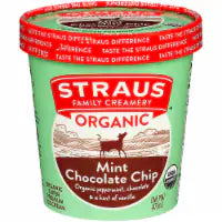 Straus Family Organic Mint Chocolate Chip Ice Cream 1 Pint