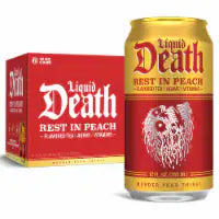 Liquid Death, Rest in Peach Iced Tea, Peach Flavored Back Tea 6 ct / 12 fl oz